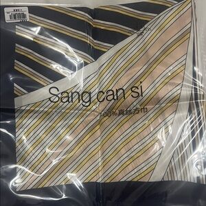 Striped Women's Scarf -Navy, Yellow, White